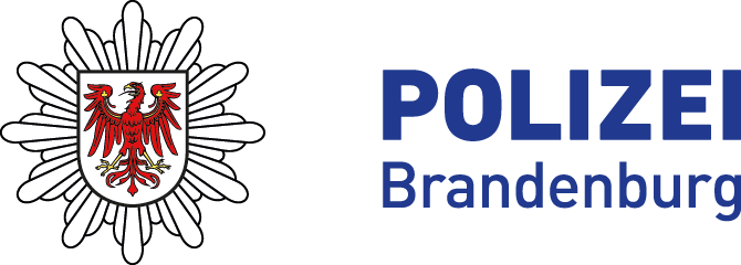 Das Bild zeigt das Logo der Polizei Brandenburg: einen Polizei-Stern, der den Brandenburger Adler umschließt.